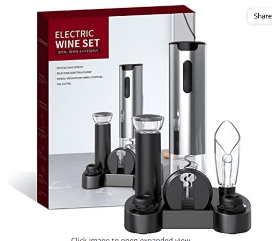 Electric Wine Opener, Automatic Electric Wine Bottle Corkscrew Opener With Foil Cutter, 5 In One Gift Box Rechargeable  Stainless Steel - trendsocialshop